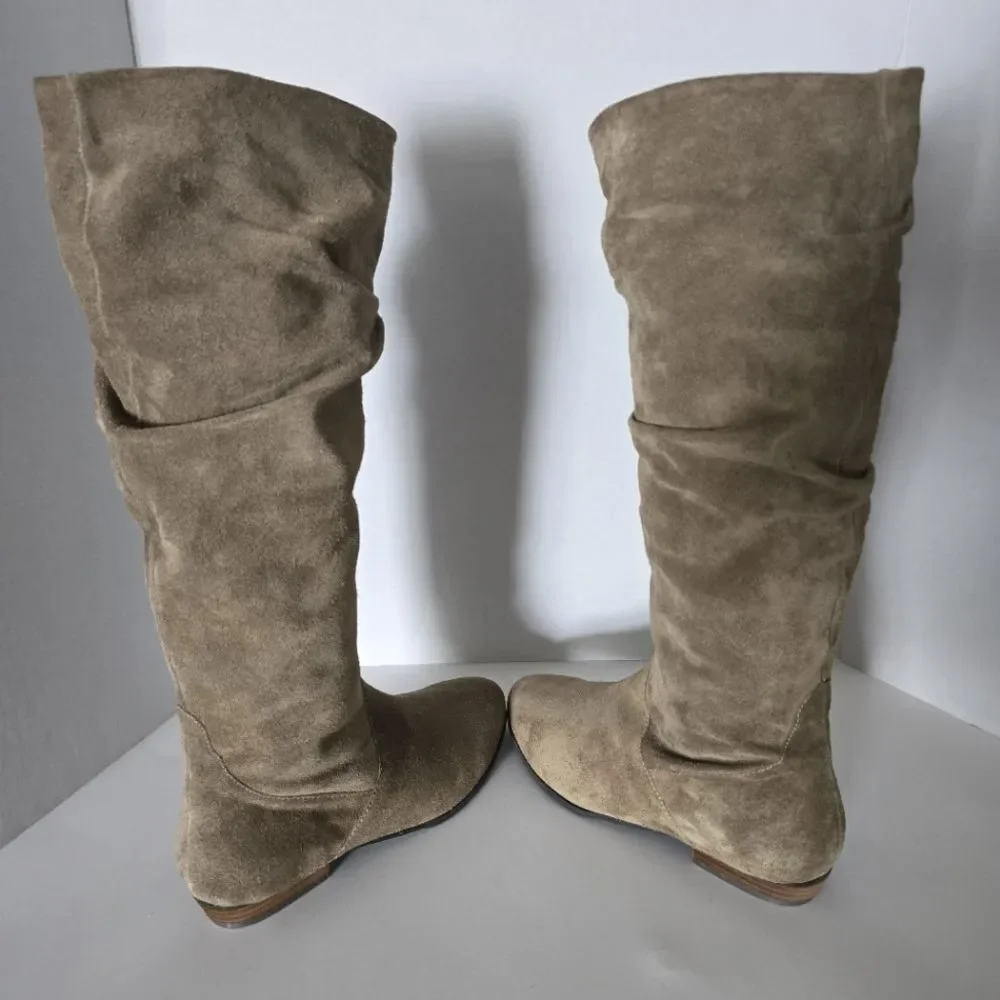 Array Womens Norwalk Taupe Suede Slouchy Mid-Calf Boots Size 6.5W